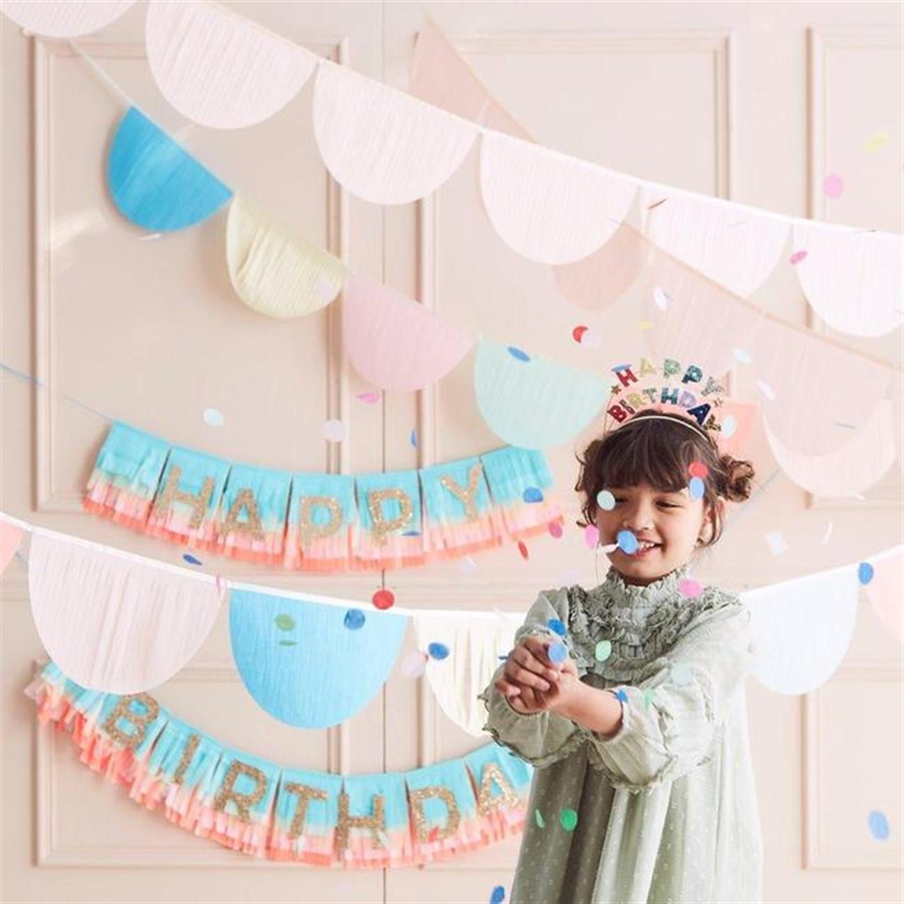 Meri Meri - Rainbow Tissue Paper Scallop Garlands - Gökkuşağı Yarım Ay Asılan Süs