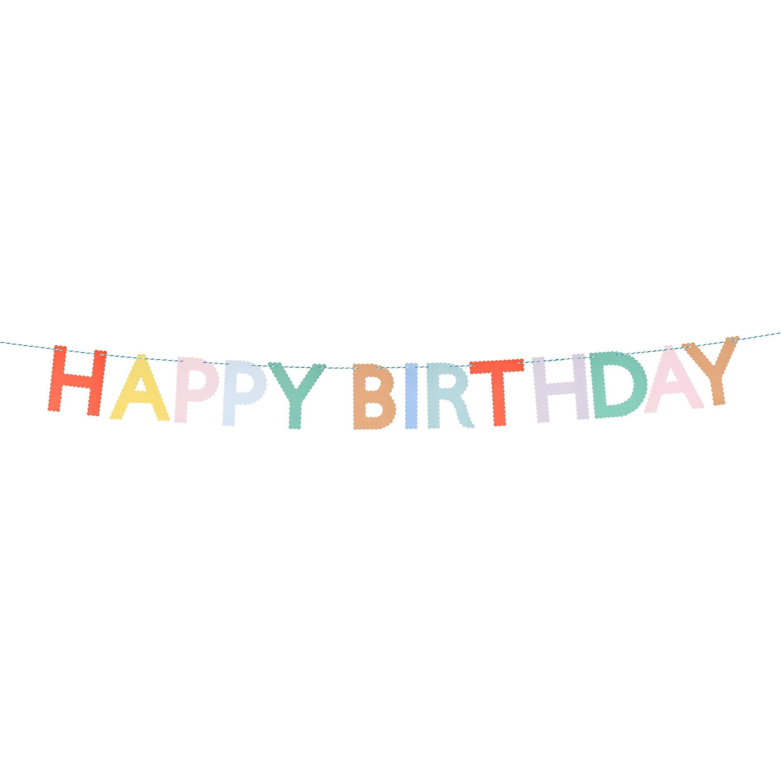 Meri Meri - Tırtıklı Parlak Happy Birthday Asılan Süs