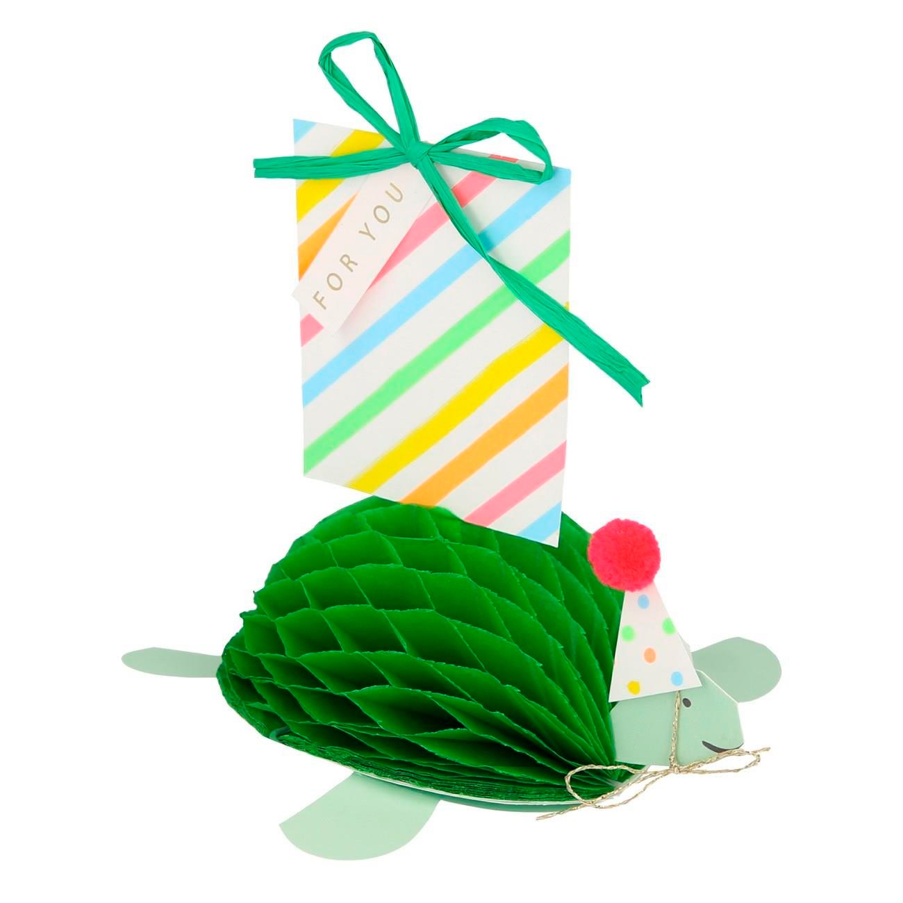 Meri Meri - Tortoise Honeycomb Card - Kaplumbağa Tebrik Kartı