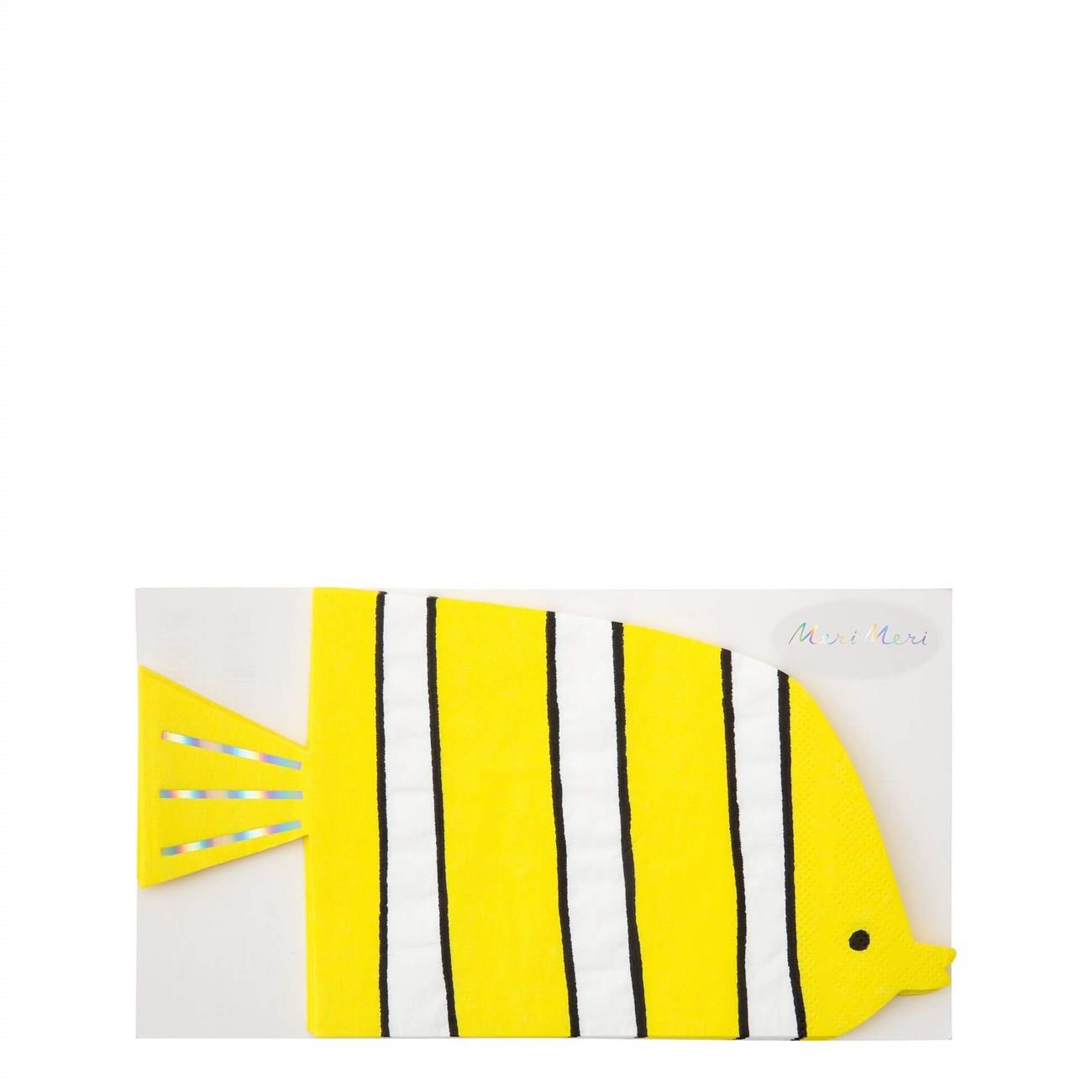 Meri Meri - Under The Sea Fish Napkins - Su Altı Dünyası Balık Peçeteler - 16'lı