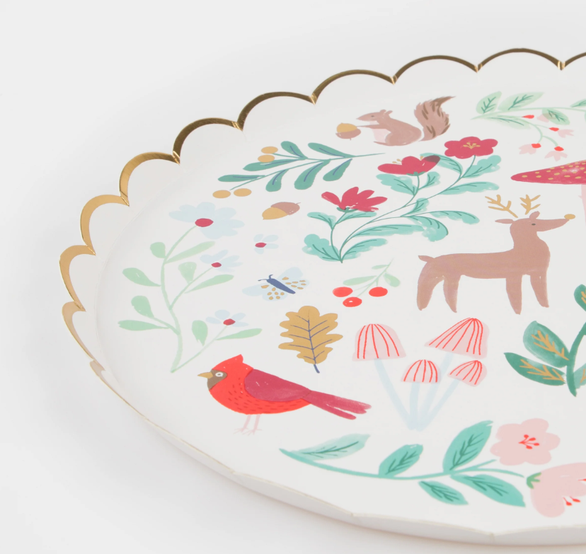 Meri Meri - Winter Woodland Dinner Plates - Orman Tabak (L) (8'li)
