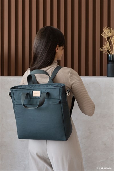 Nobodinoz Baby On the Go Su Geçirmez Anne Sırt Çantası, Carbon Blue Anne Çantası