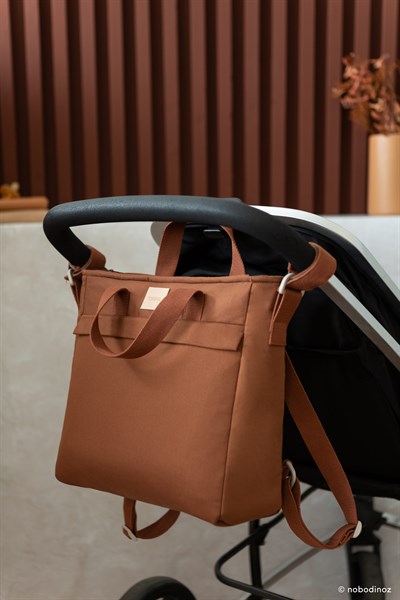 Nobodinoz Baby On the Go Su Geçirmez Anne Sırt Çantası, Clay Brown Anne Çantası