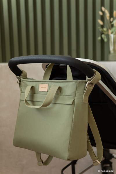 Nobodinoz Baby On the Go Su Geçirmez Anne Sırt Çantası, Olive Green Anne Çantası