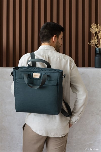 Nobodinoz Baby On the Go Su Geçirmez Anne Sırt Çantası, Carbon Blue Anne Çantası