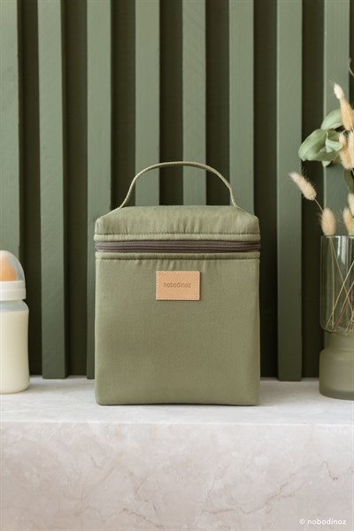 Nobodinoz Baby On the Go Su Geçirmez Beslenme Çantası, Olive Green Çocuk Çantası