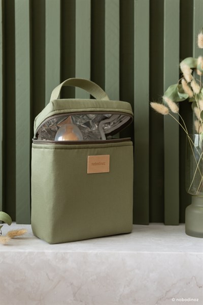 Nobodinoz Baby On the Go Su Geçirmez Beslenme Çantası, Olive Green Çocuk Çantası