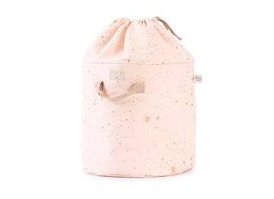 Nobodinoz Bamboo Oyuncak Sepeti Gold Stella / Dream Pink Büyük Boy Koton Sepetler