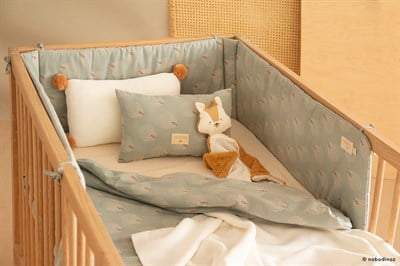 Nobodinoz Nest Yatak Koruyucu , White Gatsby / Antique Green Nevresimler