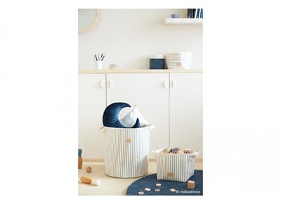 Nobodinoz Odeon Oyuncak Çantası, Blue Thin Stripes /Natural Çocuk Çantası