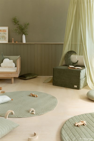 Nobodinoz Puf, Sleepover Kadife, Olive Green Puflar Ve Minderler