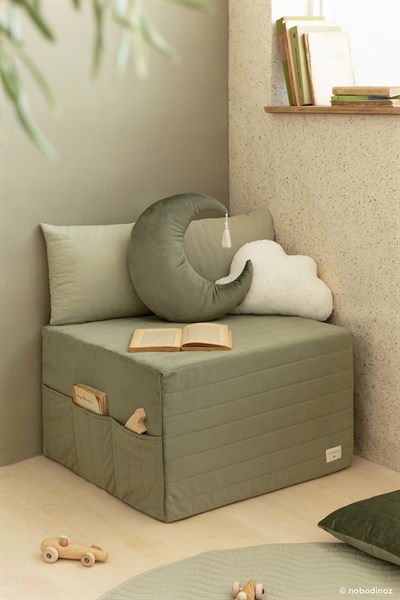 Nobodinoz Puf, Sleepover Kadife, Olive Green Puflar Ve Minderler