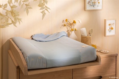 Nobodinoz Yatak Koruyucu,Nest, Willow Soft Blue Nevresimler
