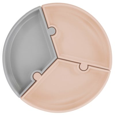 OiOi OİOİ Puzzle Silikon Tabak, Bubble Beige/Powder Grey Tabaklar