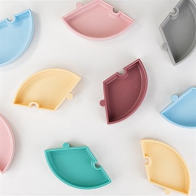 OiOi OİOİ Puzzle Silikon Tabak, Bubble Beige/Powder Grey Tabaklar