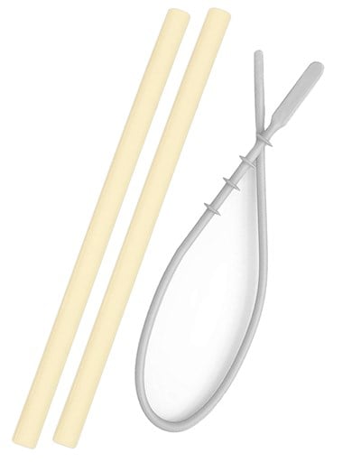 OiOi OiOi Silikon Pipet İkili Set ve Fırçası, Mellow Yellow Bardaklar