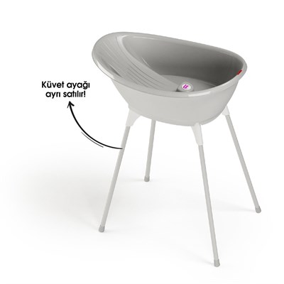 OkBaby Bella Çift Yönlü Banyo Küveti 0-12 ay & Splash Bebek Duşu & Doğal Banyo Süngeri No.10 / Gri