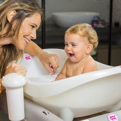 OkBaby Laguna Banyo Küveti & Splash Bebek Duşu & Doğal Banyo Süngeri No.10 / Beyaz