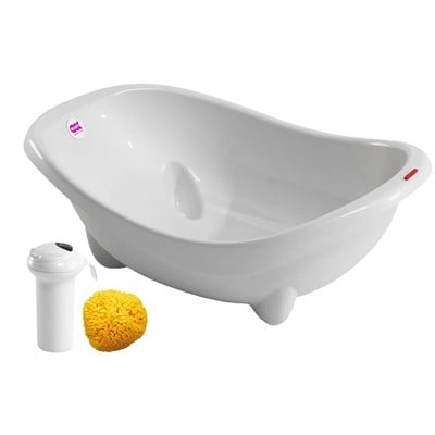 OkBaby Laguna Banyo Küveti & Splash Bebek Duşu & Doğal Banyo Süngeri No.10 / Beyaz