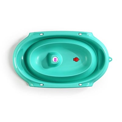 OkBaby Onda Slim Katlanır Bebek Küveti & Splash Bebek Duşu & Doğal Banyo Süngeri No.10 / Turkuaz