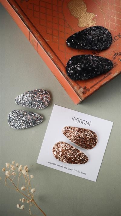 Sparkle 2'li Çıtçıt Saç Tokası,Black Saç Aksesuarları İpobomi