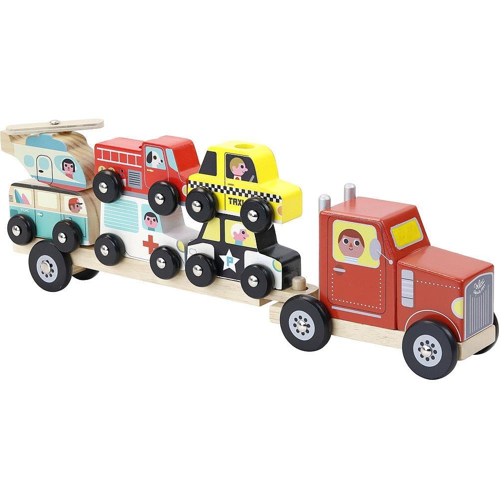 Vilac - Truck and Trailer with Vehicules Stacking Game - Taşıtları Kamyona Dizme Oyunu