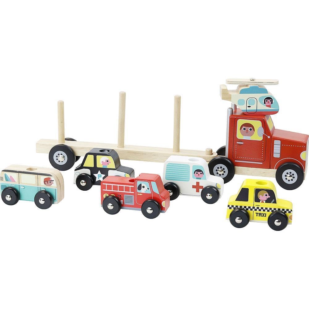 Vilac - Truck and Trailer with Vehicules Stacking Game - Taşıtları Kamyona Dizme Oyunu
