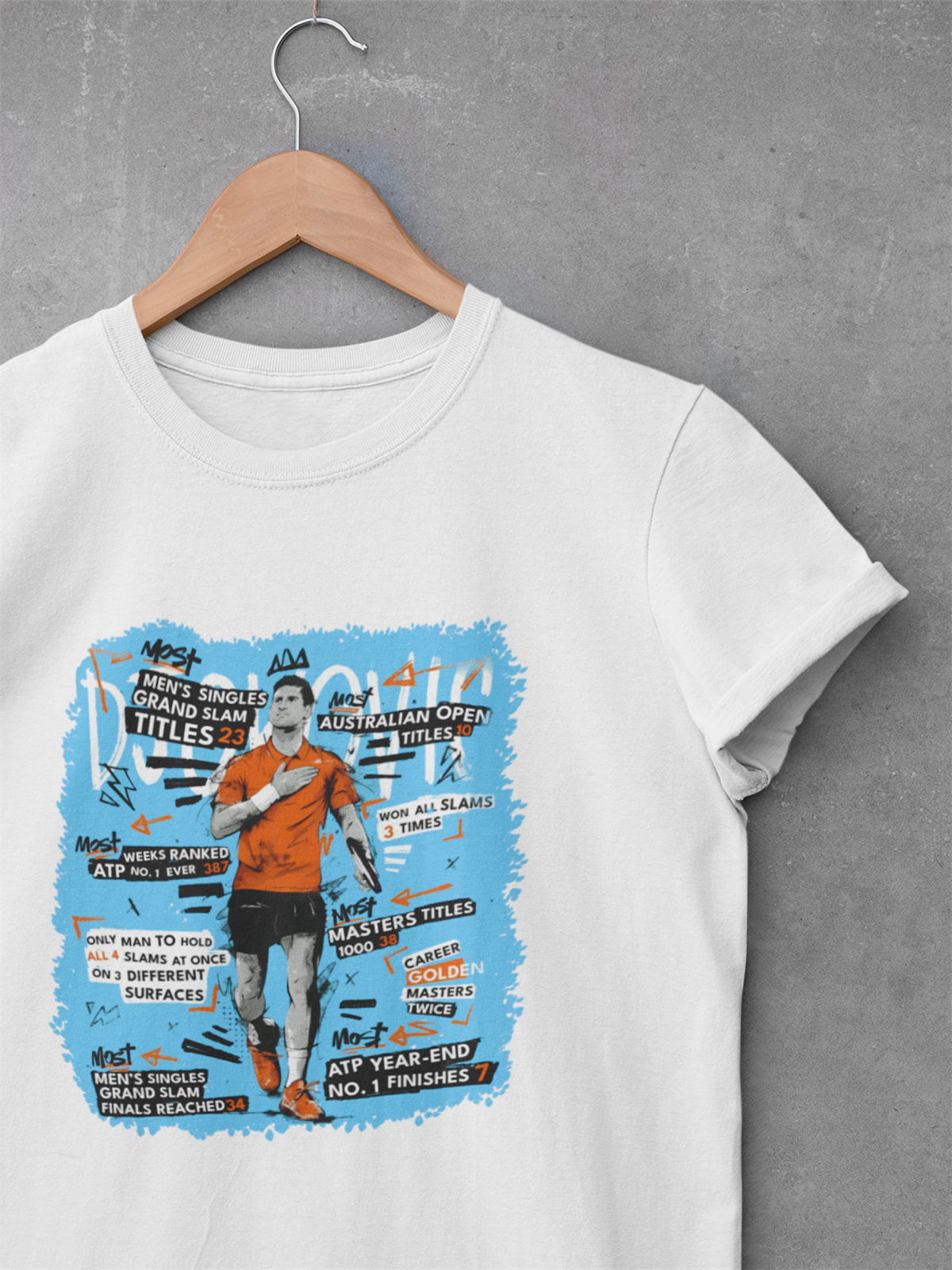 Djokovic Records Beyaz T-shirt