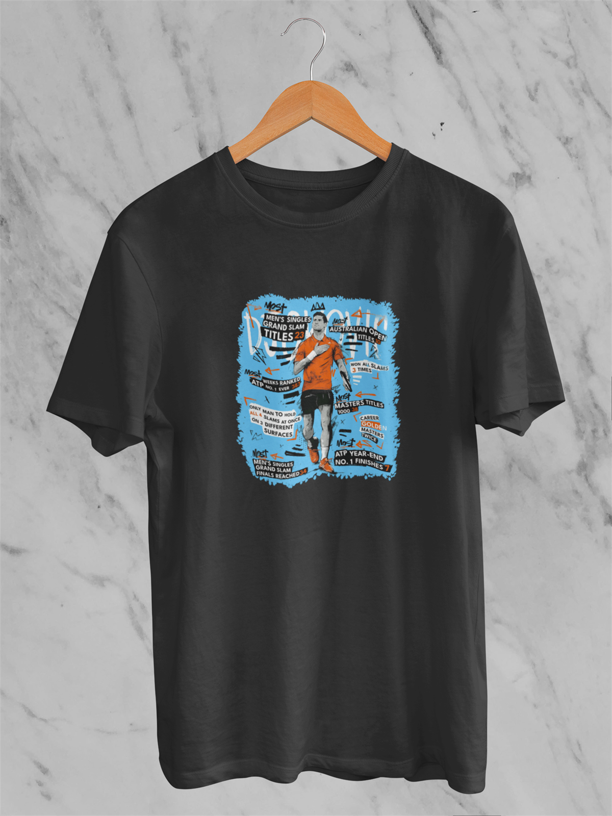 Djokovic Records Siyah T-shirt
