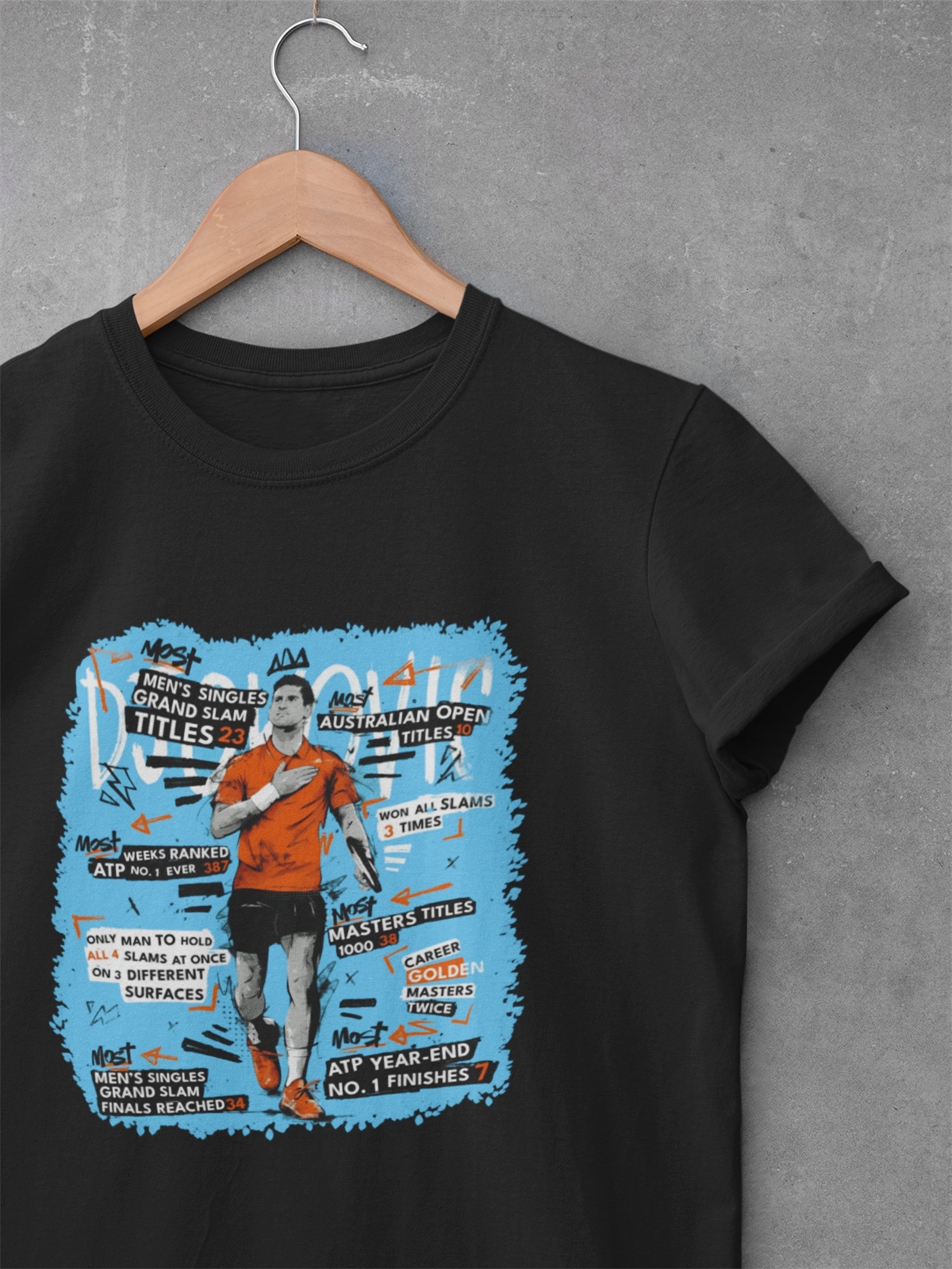 Djokovic Records Siyah T-shirt