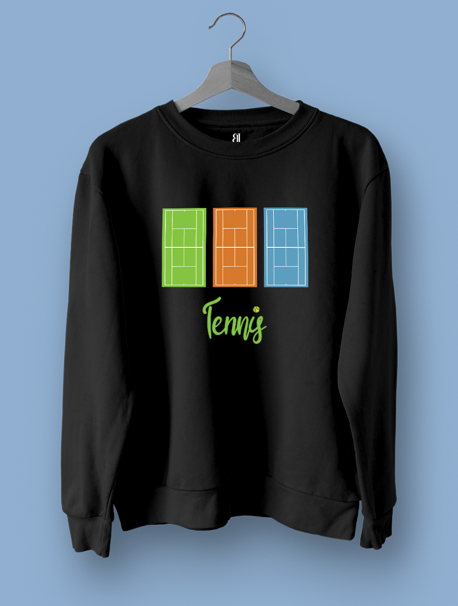 Tennis 3'lü Saha Siyah Sweatshirt