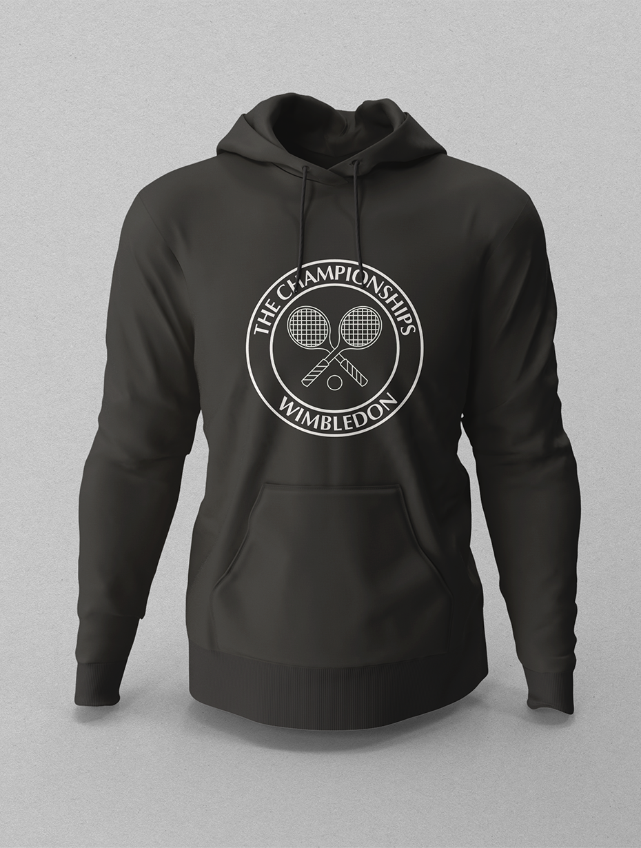 Wimbledon Beyaz Logo Siyah Hoodie