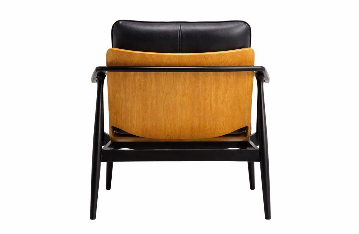  Kayın Ayaklı Siyah Suni Deri Berjer | Modern Tekli Koltuk