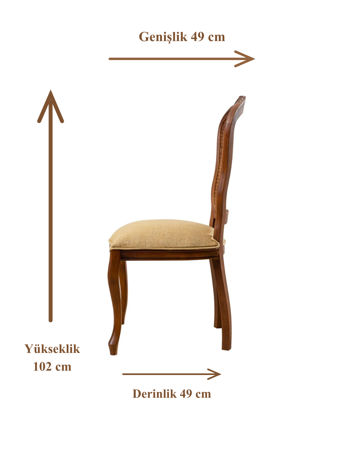 Afore Doğal Ahşap Kayın Ceviz Renk Hazeranlı Sandalye Detaylı İşçilik Modern Şık Tasarım