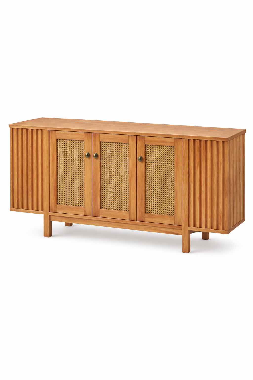 Ahşap Konsol – Hasır Kapaklı Modern Salon Konsolu – 180 cm