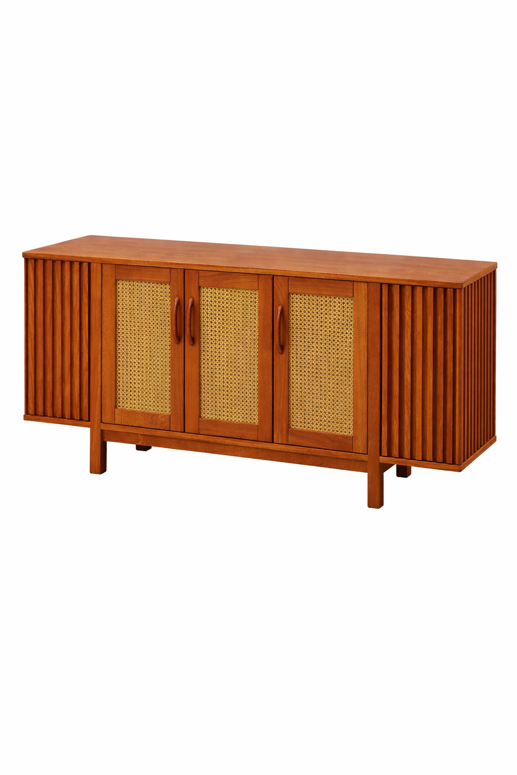 Ahşap Konsol – Hasır Kapaklı Modern Salon Konsolu – 180 cm