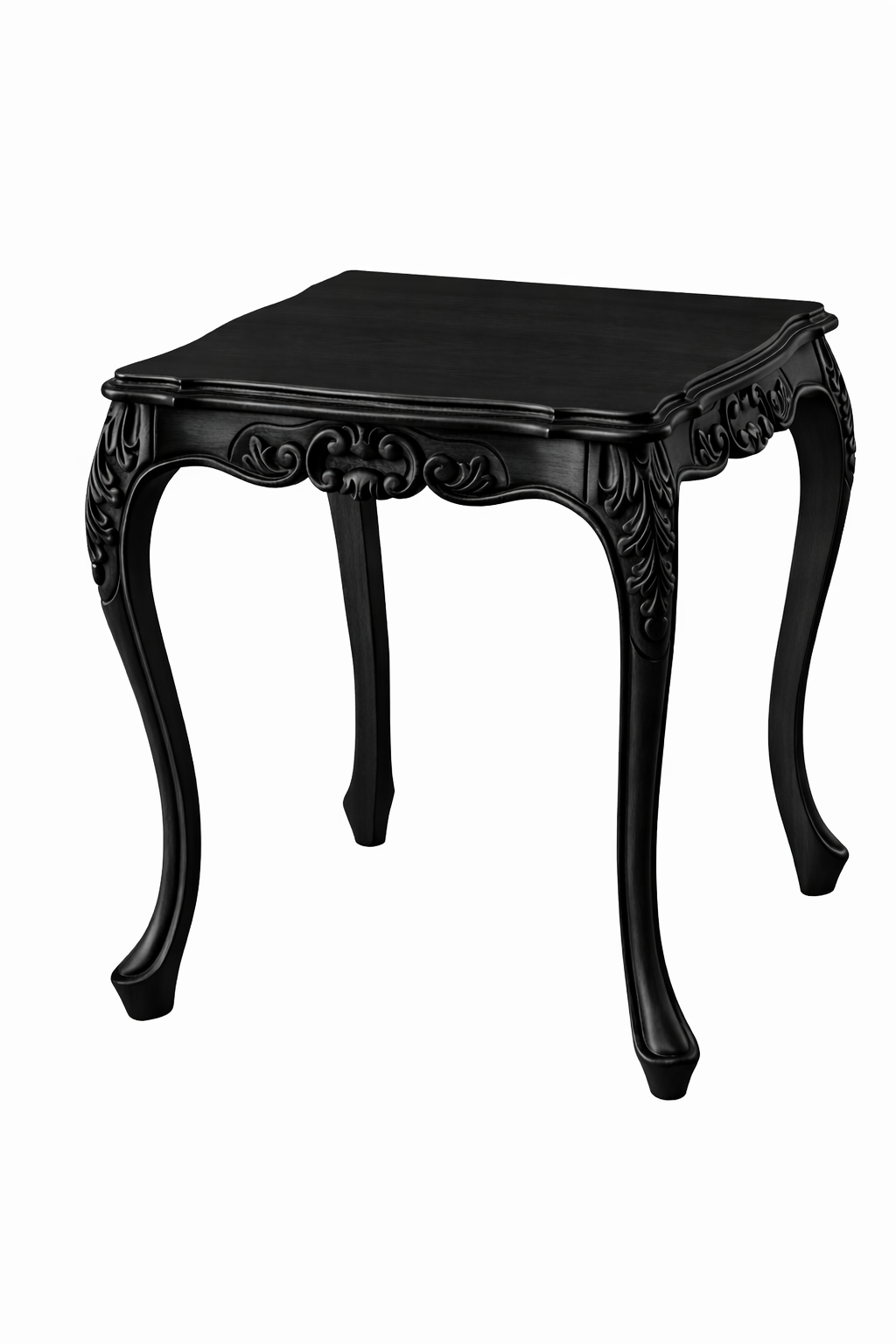 Ahşap Yan Sehpa – Oymalı Ayaklı Klasik Salon Sehpası – 53 cm