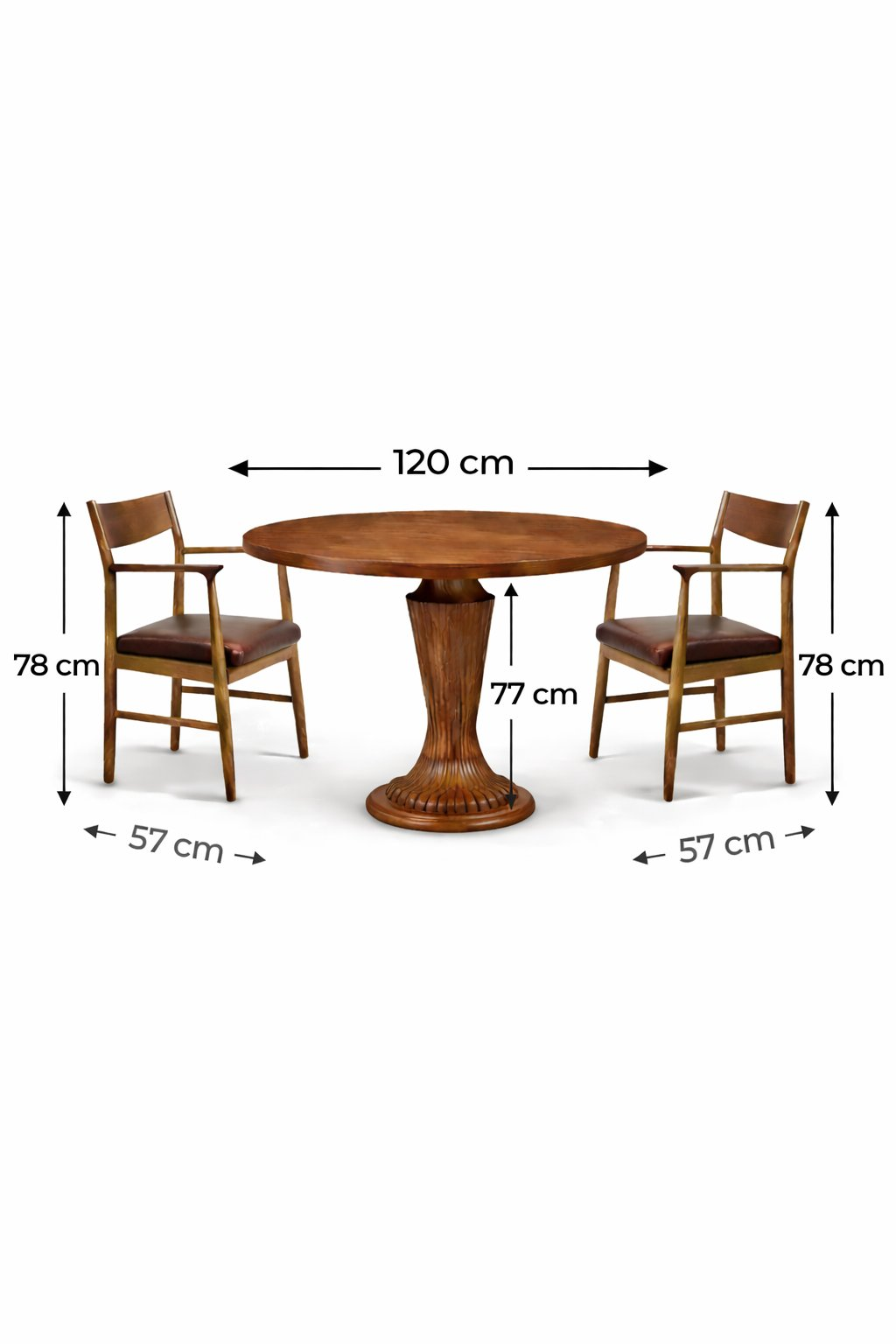 Ahşap Yuvarlak Yemek Masası Takımı 120×120 – 4 Sandalyeli Mutfak Masası Takımı | 2026
