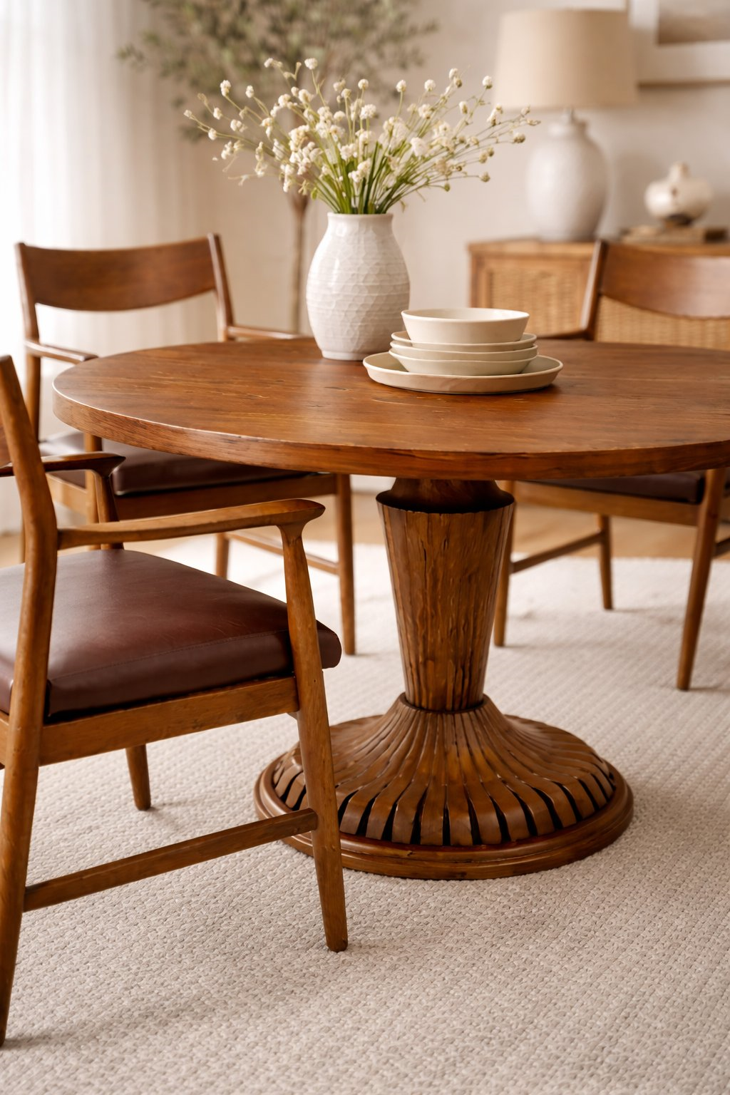 Ahşap Yuvarlak Yemek Masası Takımı 120×120 – 4 Sandalyeli Mutfak Masası Takımı | 2026