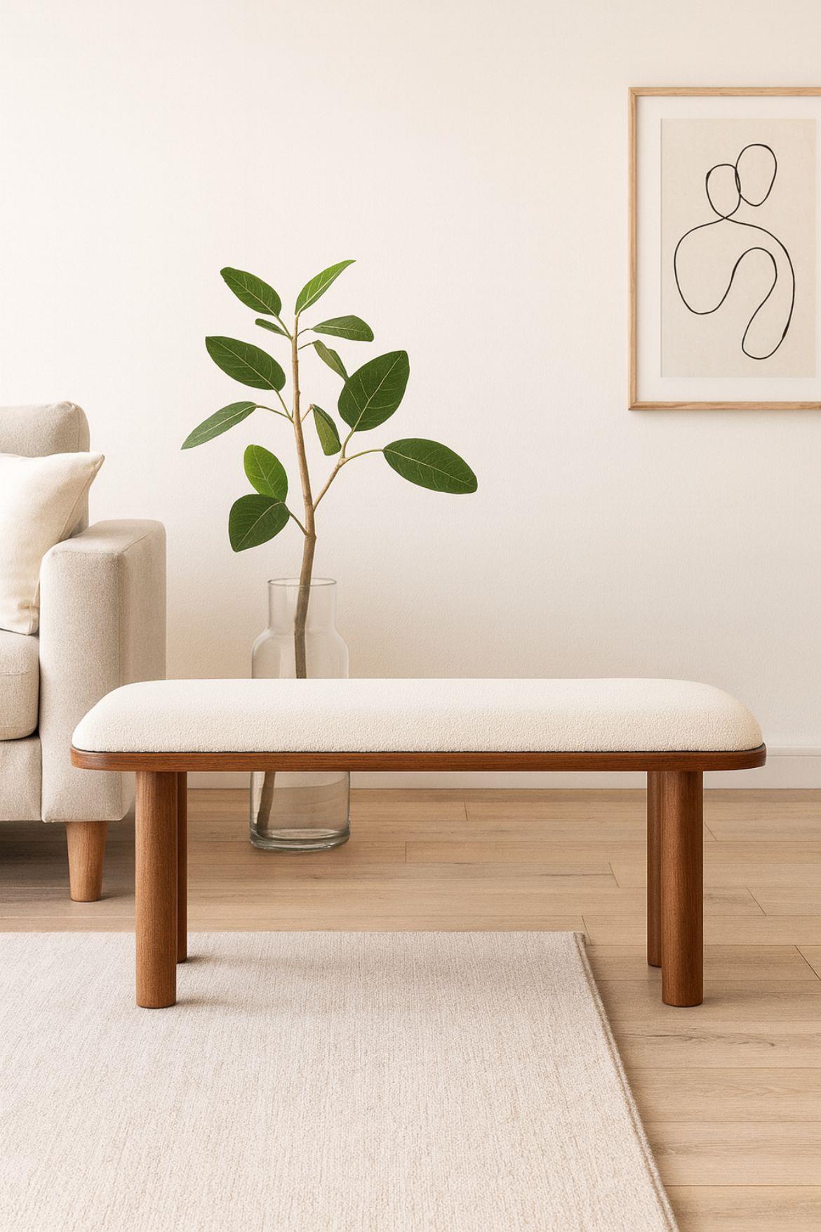 Alberohome 100 cm Kayın Ağacı Silinebilir Kumaş Minimal Bench