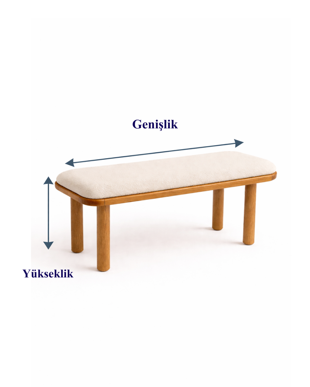 Alberohome 100 cm Kayın Ağacı Silinebilir Kumaş Minimal Naturel  Bench