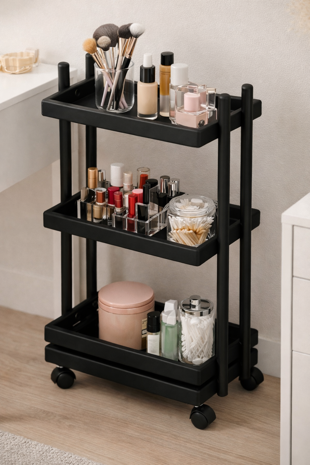 Alberohome 3 Katlı Tekerlekli Servis Arabası – Dekoratif Mutfak ve Salon Yardımcı Sehpası