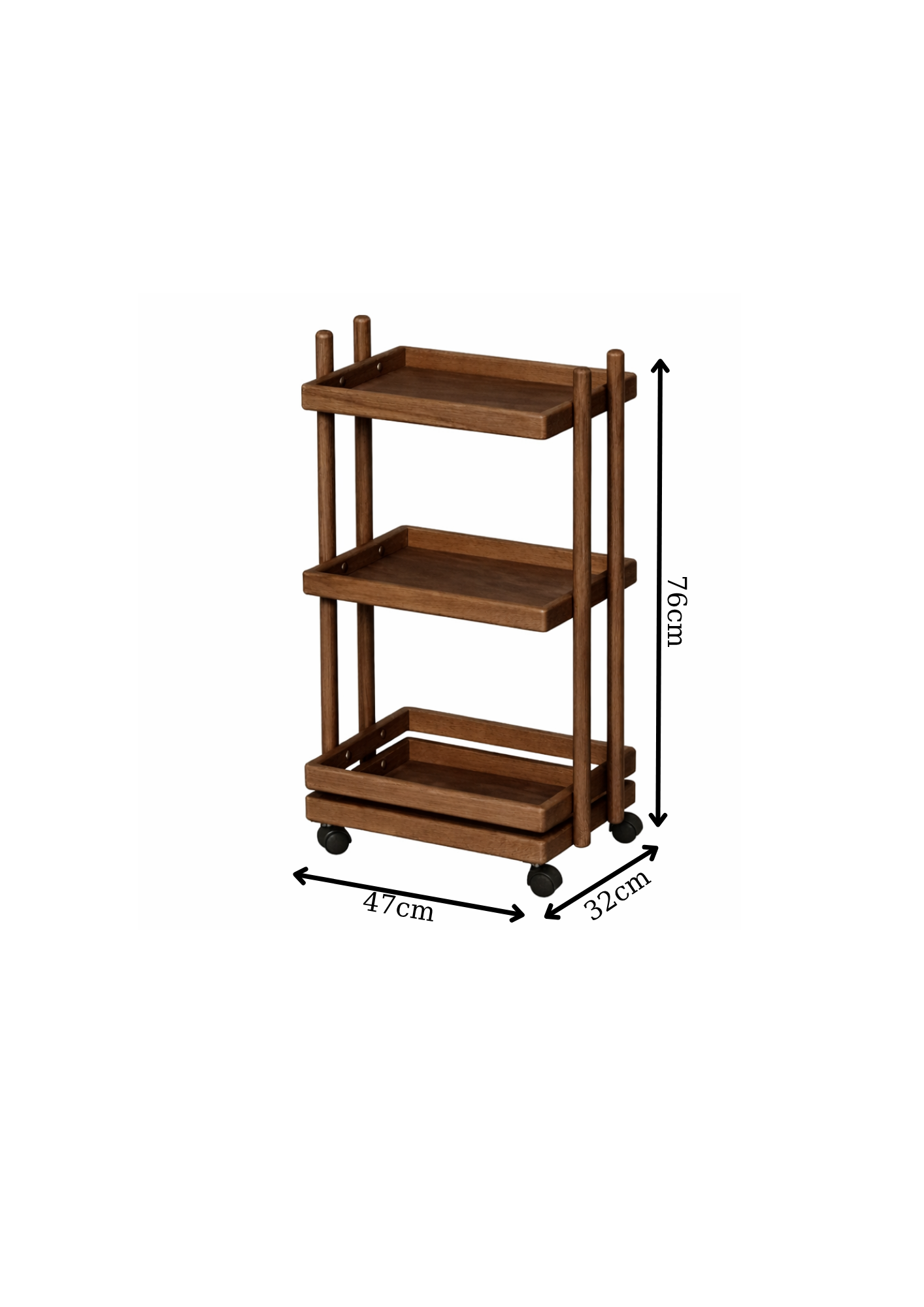 Alberohome 3 Katlı Tekerlekli Servis Arabası – Dekoratif Mutfak ve Salon Yardımcı Sehpası