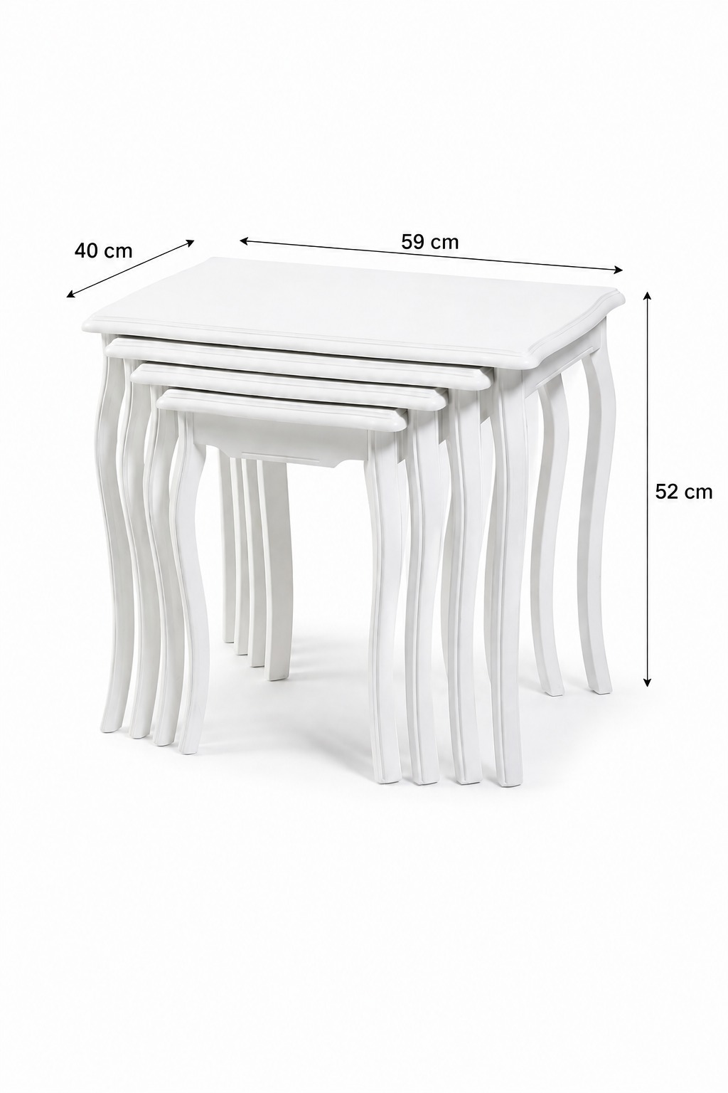 Alberohome Beyaz Ahşap Zigon Sehpa Takımı 59x40x52 cm