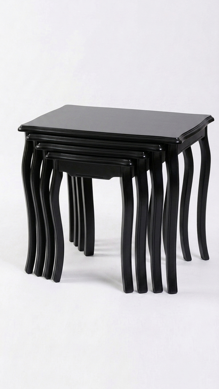 Alberohome Beyaz Ahşap Zigon Sehpa Takımı 59x40x52 cm