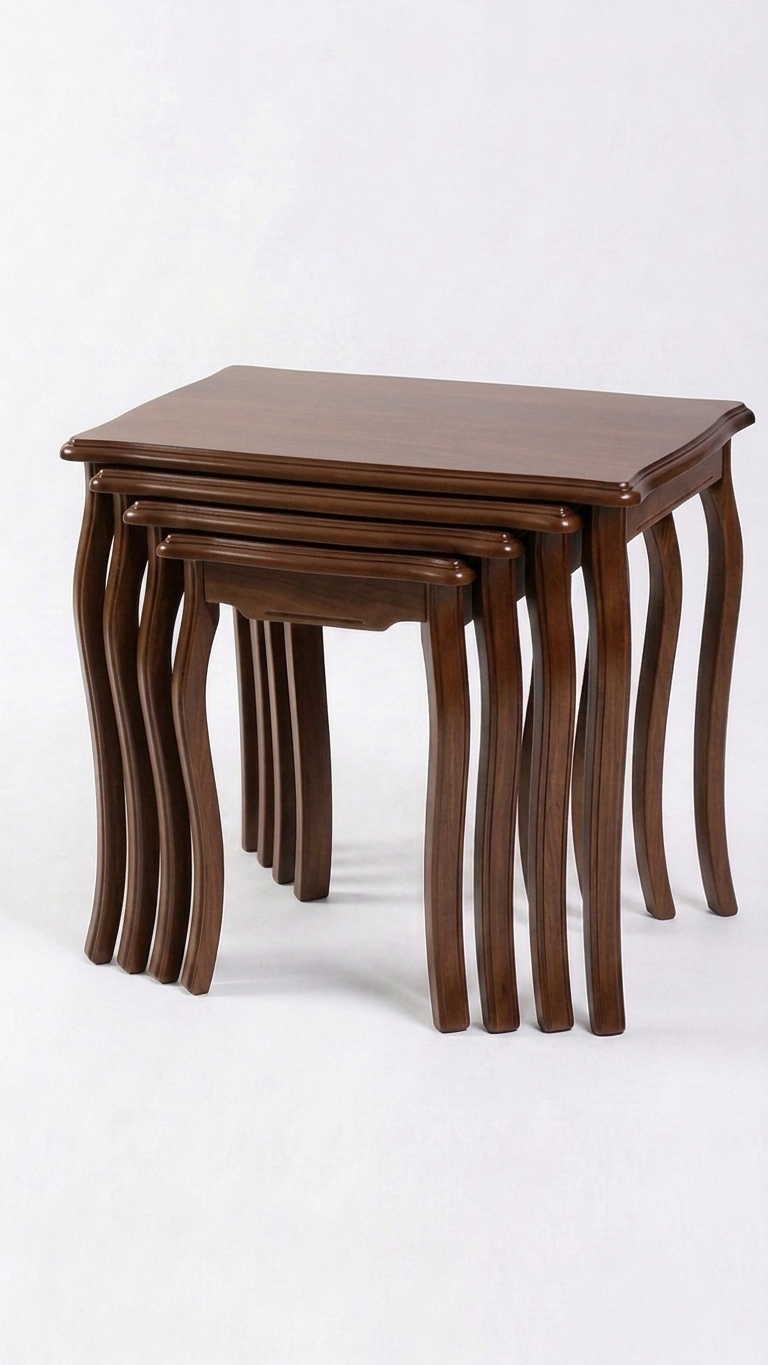 Alberohome Beyaz Ahşap Zigon Sehpa Takımı 59x40x52 cm