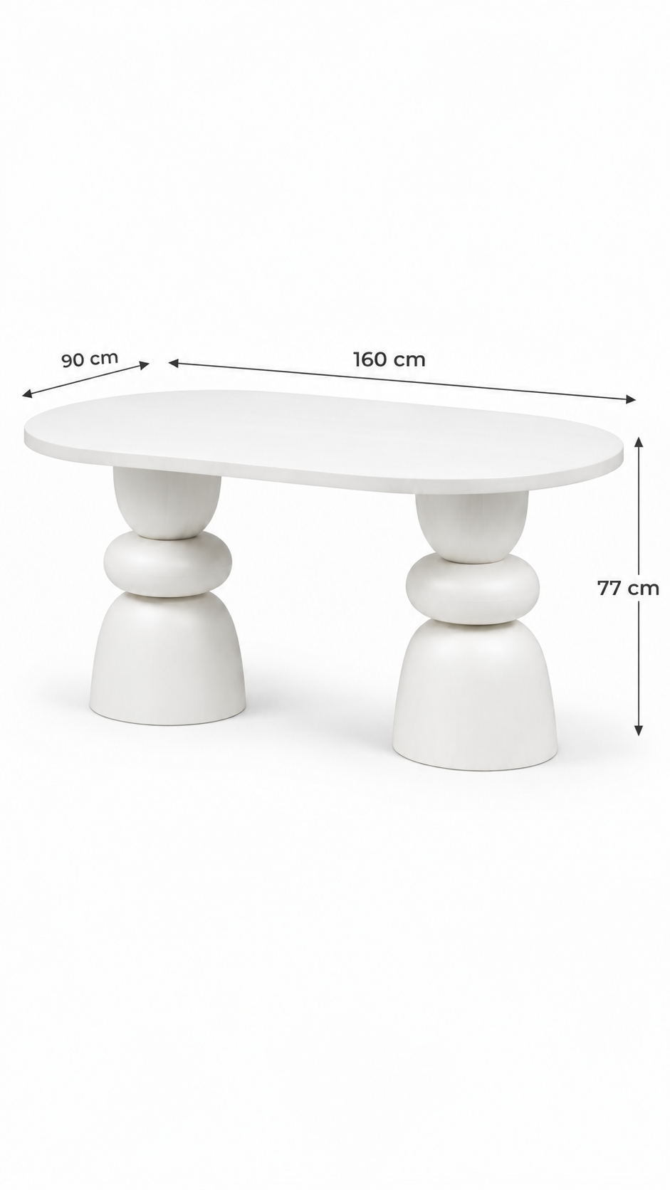 Alberohome Beyaz Oval Yemek Masası ve Kiremit Rengi Kadife Sandalyeli Yemek Takımı – 160x90 cm
