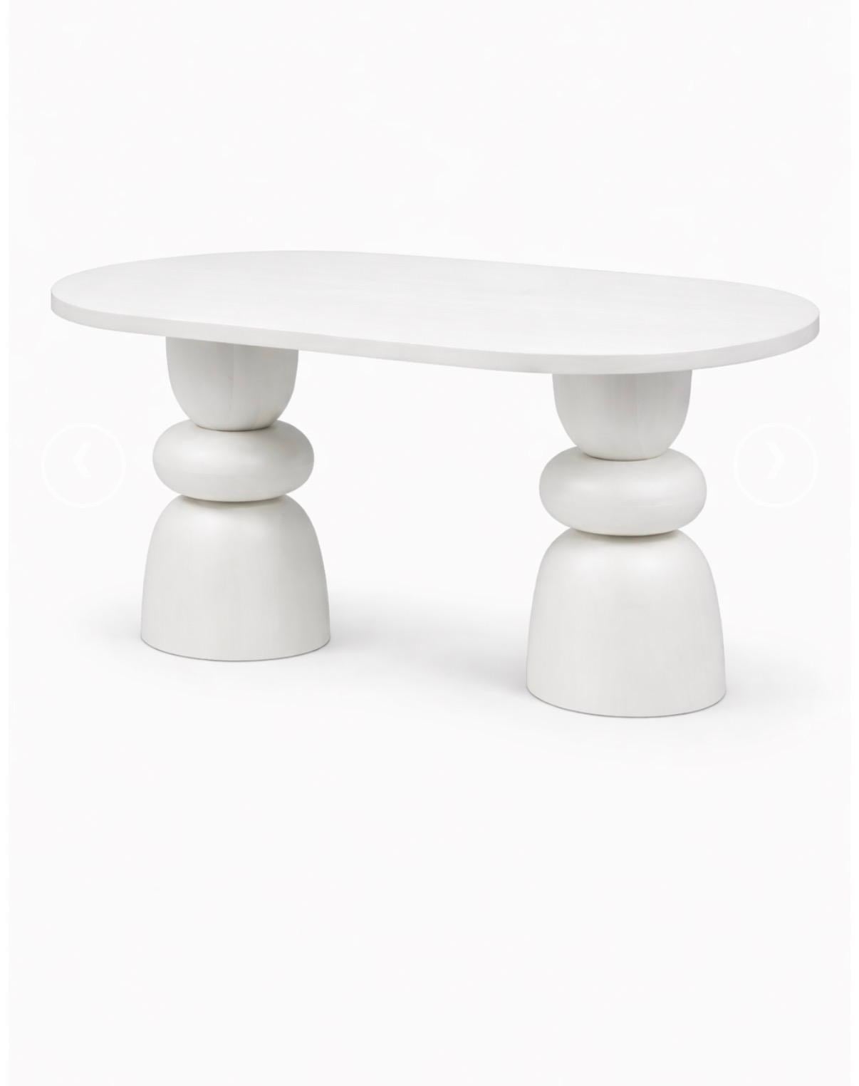 Alberohome Beyaz Oval Yemek Masası ve Kiremit Rengi Kadife Sandalyeli Yemek Takımı – 160x90 cm