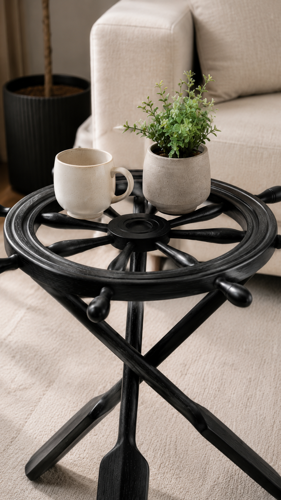 Alberohome Dümen Tasarımlı Ahşap Yan Sehpa 62x57 cm Dekoratif Sehpa
