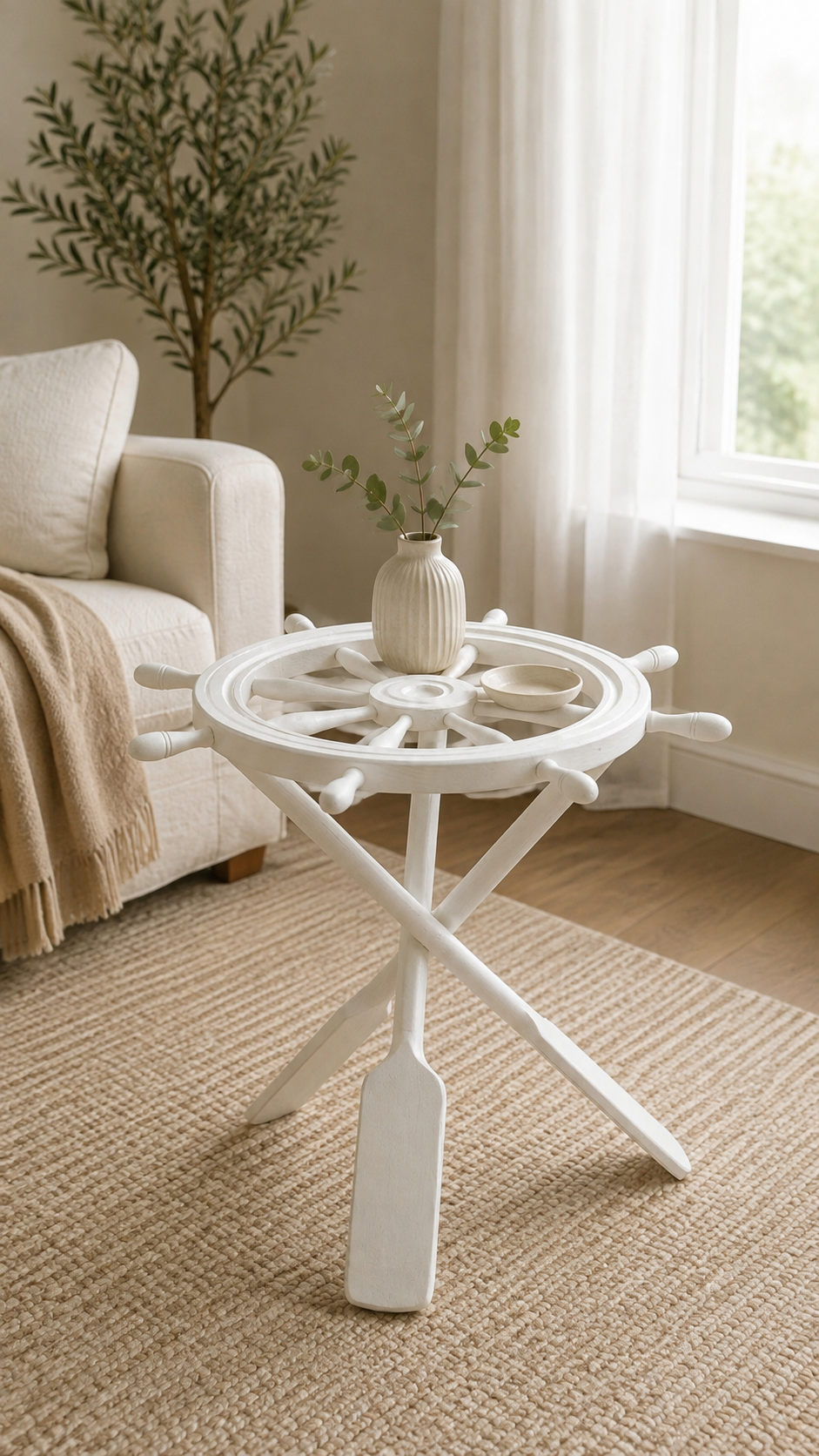 Alberohome Dümen Tasarımlı Ahşap Yan Sehpa 62x57 cm Dekoratif Sehpa